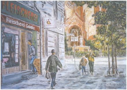 An der Gethsemanekirche Berlin-Prenzlauer Berg.Stargarder Stra�e.