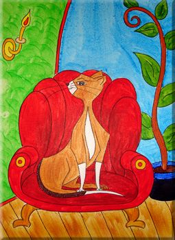 Katze auf Sessel