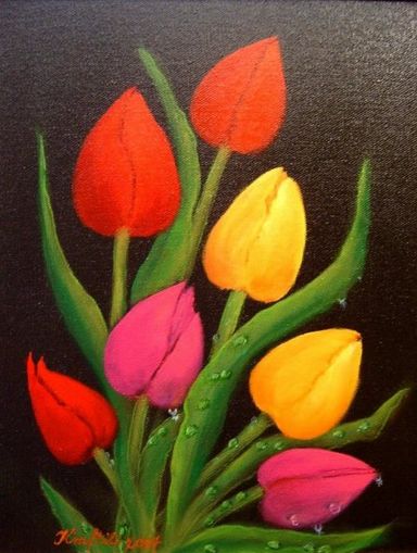 Tulpen mit Wassertropfen