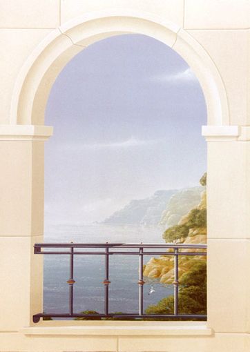 Scheinarchitektur, Detail aus einem Schwimmbad