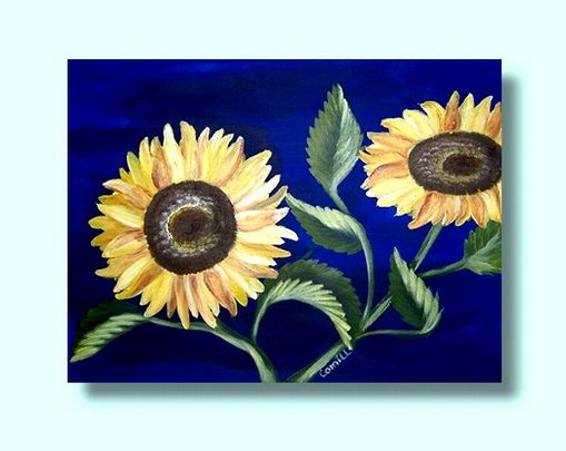 Sonnenblumen auf blau