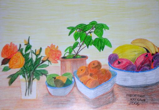 Herbst-Obst mit Rosen