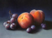Pfirsiche und Weintrauben
