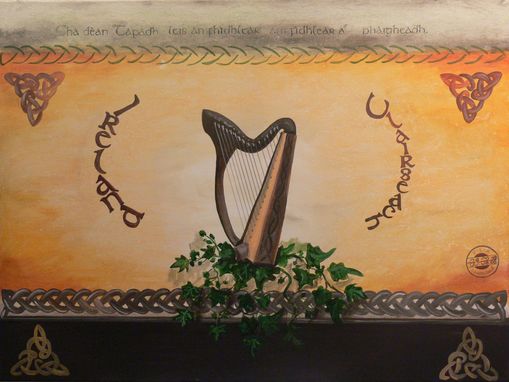 Clairseach irische Harfe Acrylbild von Silvana Czech