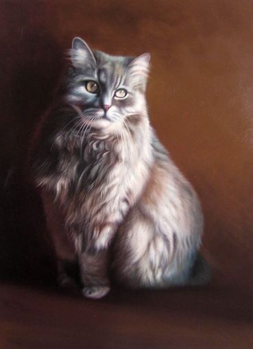 Katzenportrait  �lgem�lde vom Foto