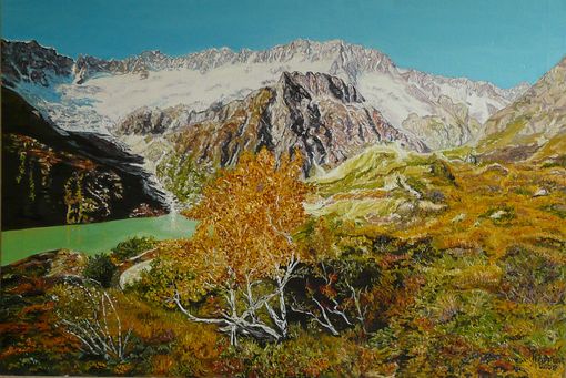 Alpenlandschaft mit Birke