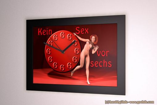 Kein Sex vor 6 - Wanduhr mit Foto in Bilderrahmen
