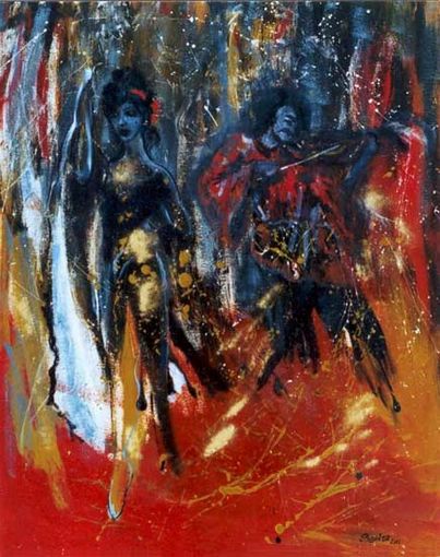 The fiddle weeping softly in a tavern