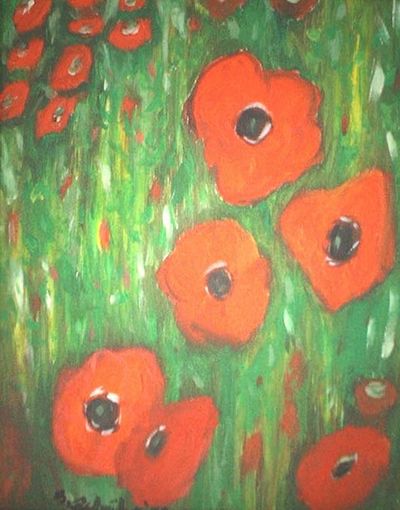 Mohn im gr�nen Gras