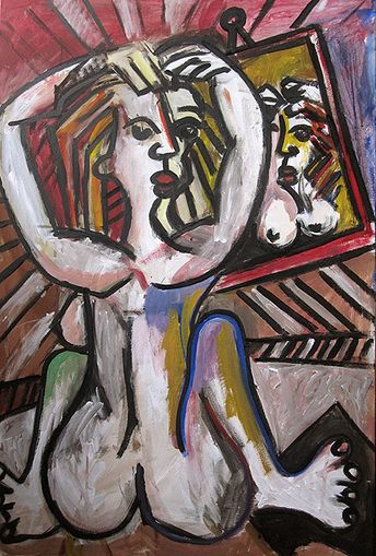 frau vor dem spiegel