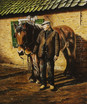 Bauer mit Belgien Pferd  