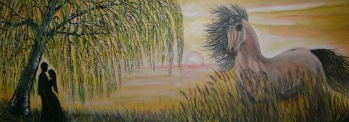 Pferd und Liebespaar