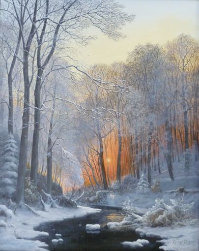 Winter am Waldbach im D�mmerlicht