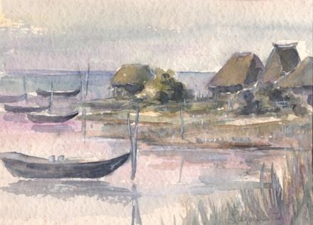 Fischerhuser in der Lagune von Lignano