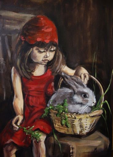 M�dchen und Kaninchen