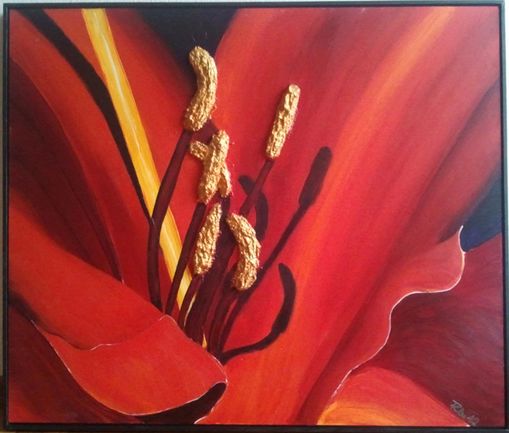 Acrylbild  goldiger Bl�tenstaub