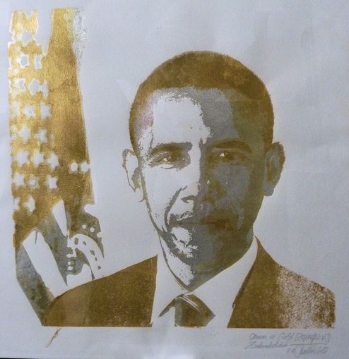 Nr4 Obama in Gold von Jens Raddatz