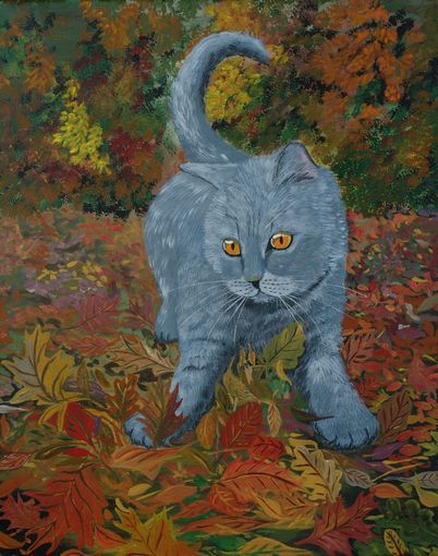 Katze im Herbst