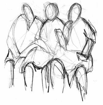 drei kroatische frauen vor einer Kathedrale