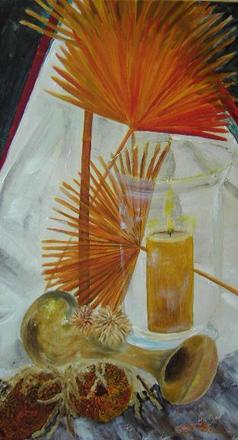 Weihnachts-Still-Leben mit goldener Vase