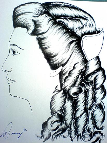 Damenfrisur des 2. Empire (Kaiserin Eugenie)