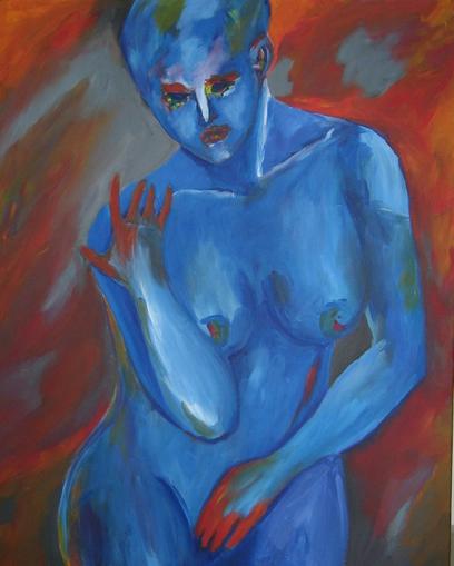 Frauenakt in blau
